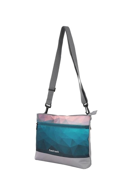 Fastrack Blue Grey Printed Polyester Sling Bag