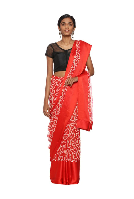 Women's Maroon Embellished Sarees Collection at Soch India