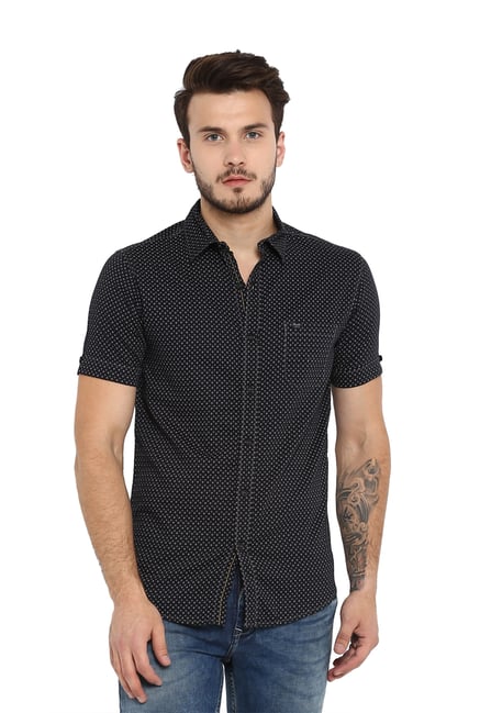 Buy Mufti Black Printed Half Sleeves Shirt for Men Online @ Tata CLiQ