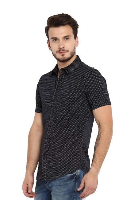 Buy Mufti Black Printed Half Sleeves Shirt for Men Online @ Tata CLiQ