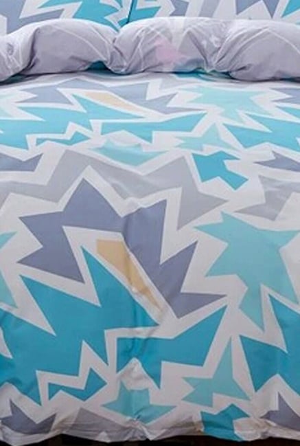 Ahmedabad Cotton Blue Grey Abstract Double Duvet Cover Set Blue Grey Abstract Double Duvet Cover