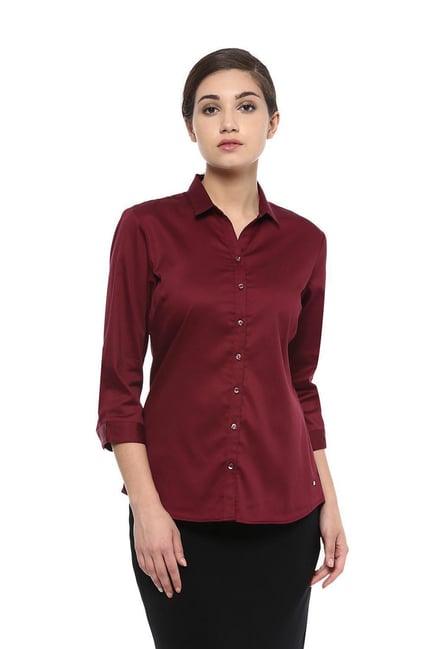 Allen Solly Maroon Cotton Shirt