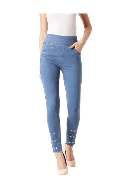 Buy Miss Chase Blue Cotton High Rise Jeggings for Women Online Tata CLiQ