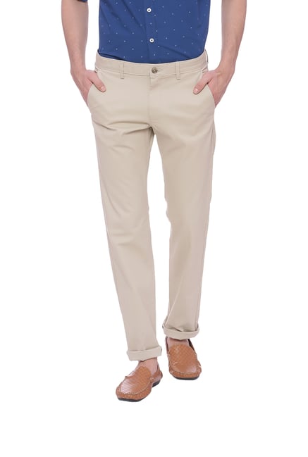 Buy Basics Men Khaki Tapered Fit Chino Trousers - Trousers for Men 427193 |  Myntra