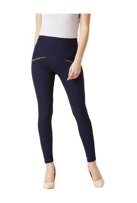 Buy Miss Chase Navy High Rise Jeggings for Women Online Tata CLiQ