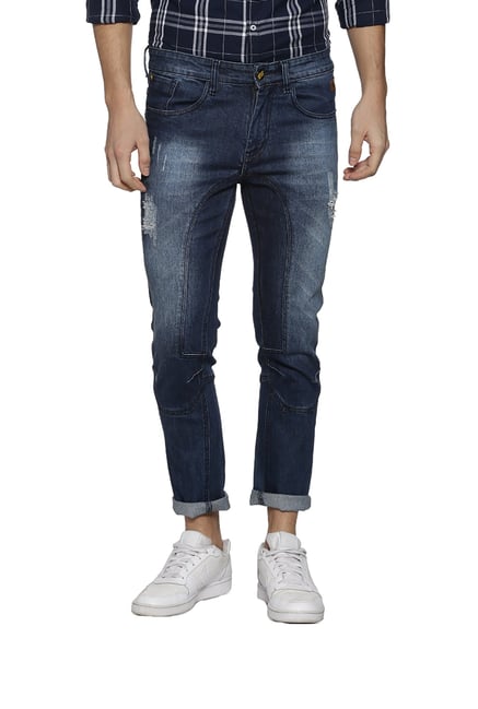 Campus Sutra Blue Slim Fit Lightly Washed Jeans-picture-33