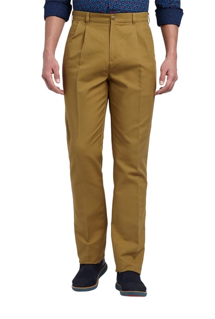 Khaki Wool Pleated Wide Leg Pants - Assembly New York | Assembly New York