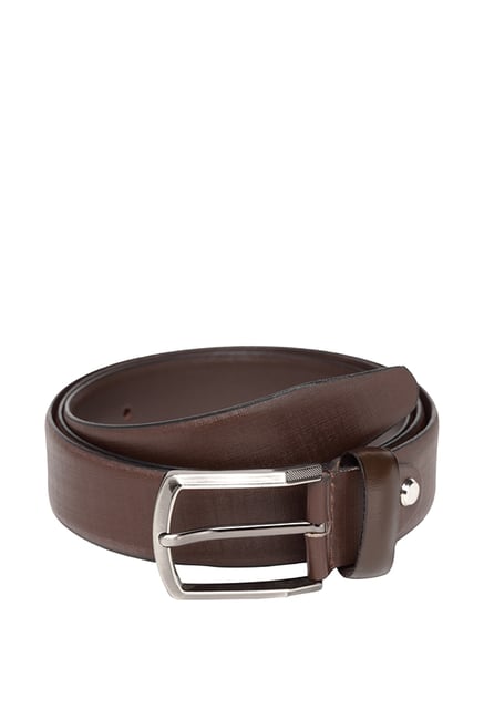 Buy Teakwood Leathers Brown Solid Leather Narrow Belt For Men At Best ...