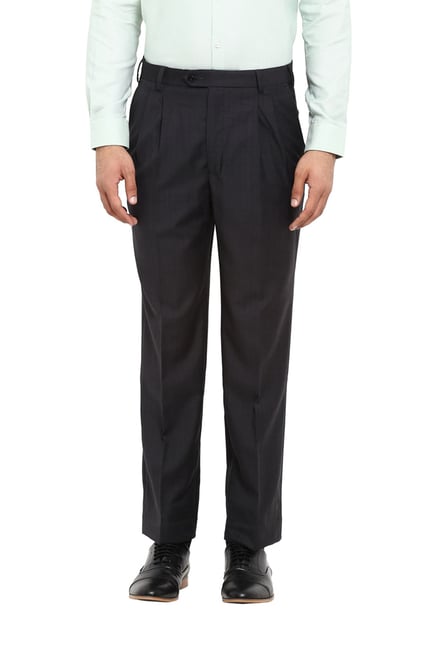 Buy online Blue Solid Pleated Trousers Formal Trouser from Bottom Wear for  Men by Park Avenue for ₹1149 at 45% off | 2024 Limeroad.com