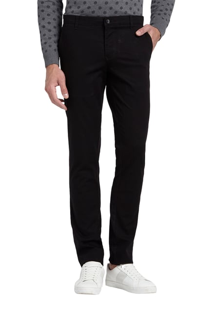 Black Mid Rise Slim Fit Trousers|299444301