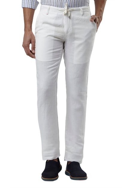 Buy Natural Linen Slim Fit Pants for Men Online at Fabindia | 20076601