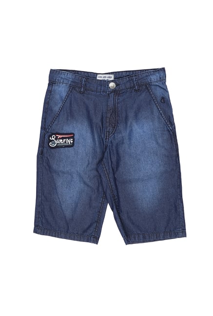 Gini & Jony Kids Blue Applique Bermudas