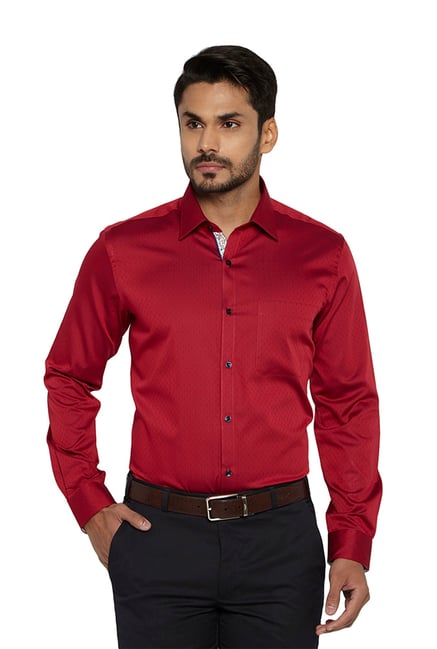 dark red button up shirt