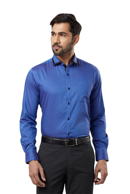 Buy Raymond Royal Blue Slim Fit Cotton Shirt for Men Online @ Tata CLiQ