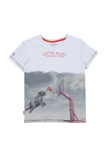 Palm Tree by Gini & Jony Kids Grey Printed T-Shirt