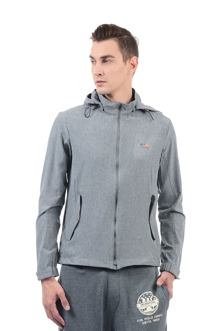 U S Polo Assn U.S. Polo Assn. Grey Regular Fit Solid Hooded Sweatshirt