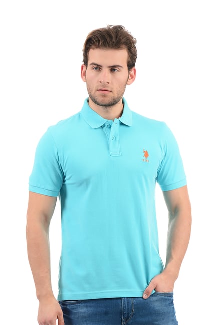 aqua blue polo t shirt