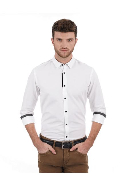 Flying Machine White Regular Fit Shirt