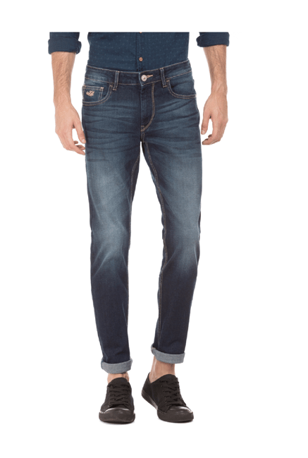 Flying Machine Blue Slim Fit Lightly Washed Jeans