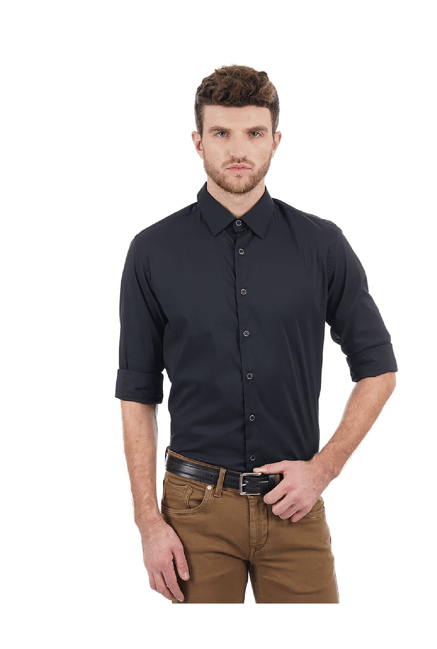 Flying Machine Black Regular Fit Shirt