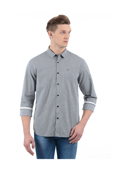 Flying Machine Grey Printed Shirt