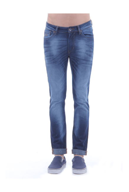 Flying Machine Blue Skinny Fit Lightly Washed Jeans