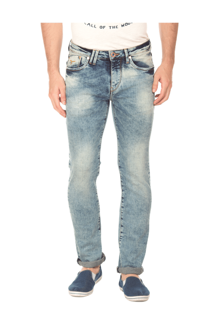 Flying Machine Blue Slim Fit Rinse Washed Jeans