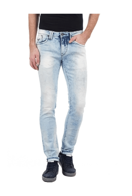 Flying Machine Blue Skinny Fit Lightly Washed Jeans