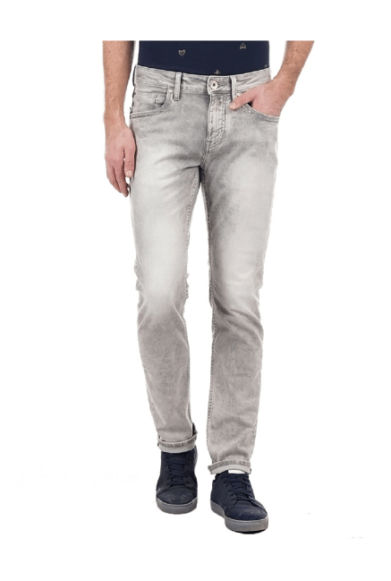 Flying Machine Grey Slim Fit Lightly Washed Jeans