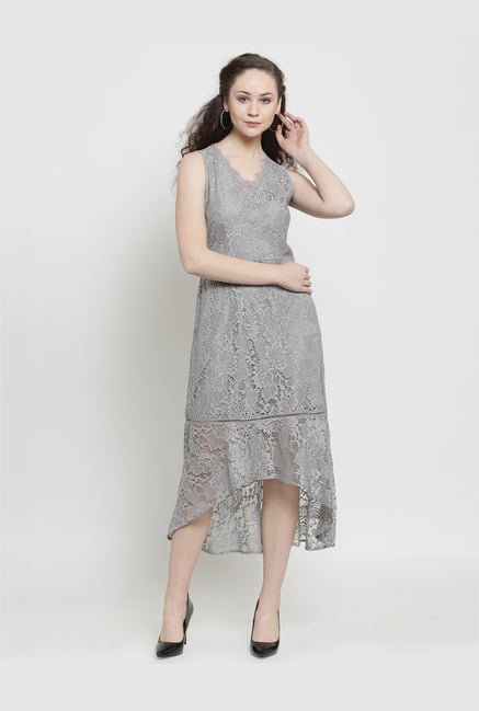 Buy Latin Quarters Grey Lace Knee Length Dress for Women Online @ Tata CLiQ