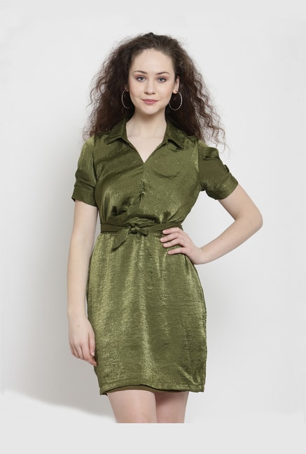Latin Quarters Green Textured Mini Dress Price in India