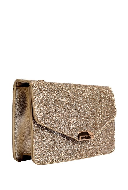 Buy Lino Perros Golden Shimmer Flap Sling Bag For Women At Best