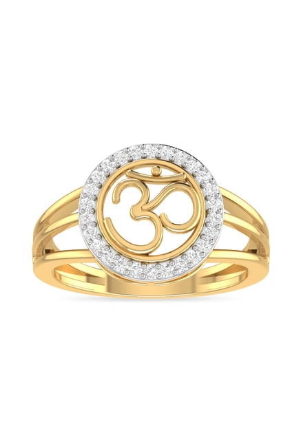 Dainty Gold Om (Ohm) Ladies Diamond Ring
