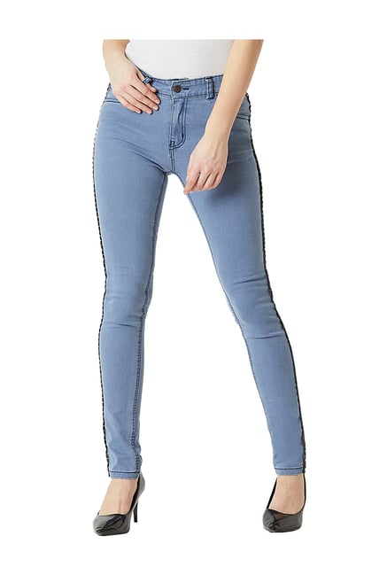 Miss Chase Light Blue Skinny Fit Mid Rise Jeans