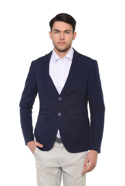 Buy celio Navy Notched Lapel Blazer for Men Online Tata CLiQ