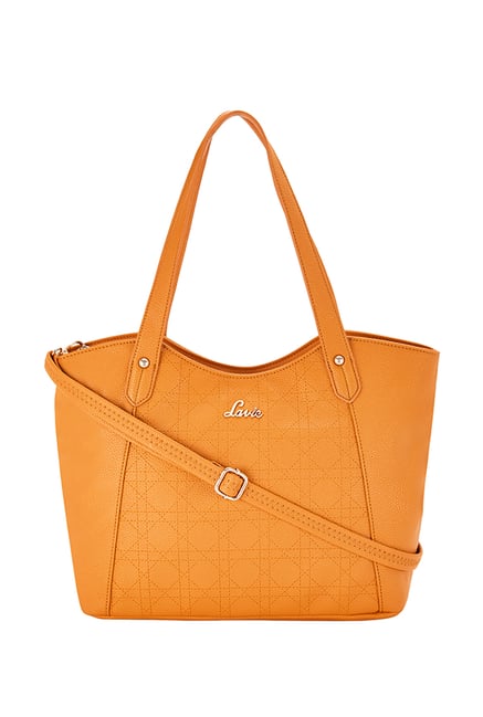Buy Lavie Shakira Ochre Yellow Textured Shoulder Bag For Women At
