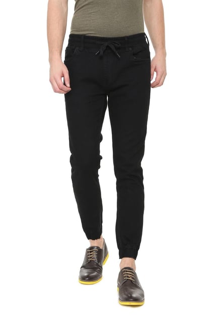 slim leg black joggers