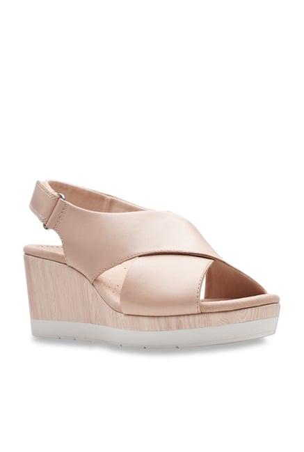 clarks pink wedge sandals