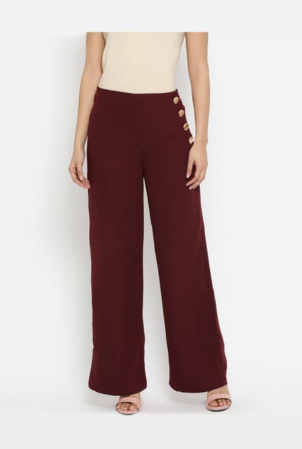 Kazo Maroon Regular Fit Palazzo