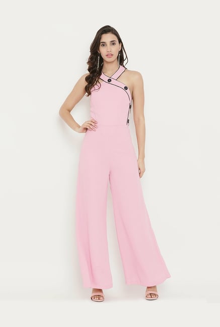 pink halter neck jumpsuit