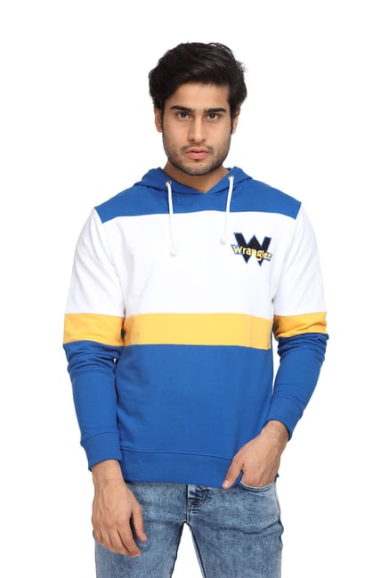 Buy Wrangler White Blue Regular Fit Hoodie for Men Online Tata