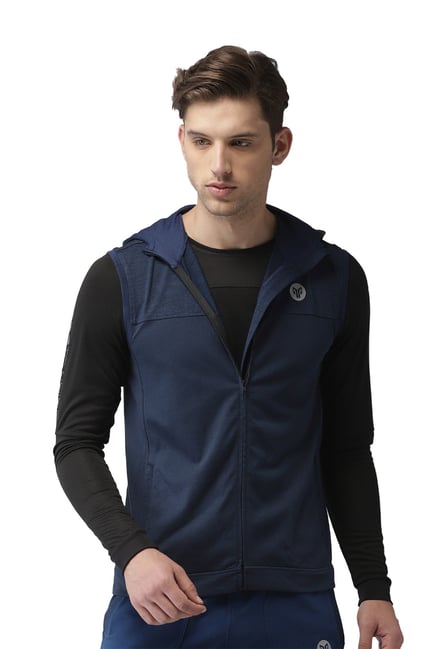 Buy 2GO Navy Slim Fit Hooded Gilet for Men Online Tata CLiQ - Main Image