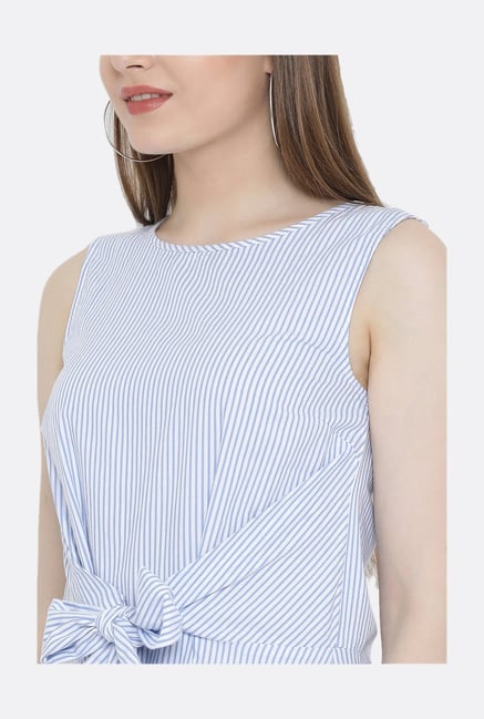 light blue and white striped dress