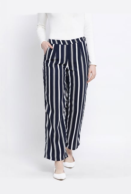 United Colors of Benetton Navy & White Striped Pants