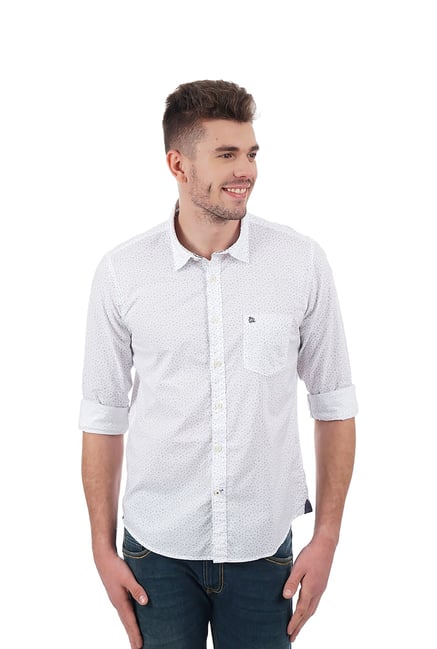 Pepe Jeans White Regular Fit Printed Shirt