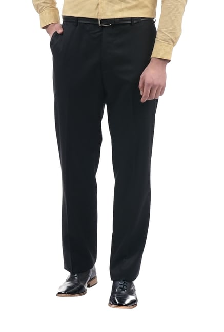 Buy Arrow Men Charcoal Grey Smart Regular Fit Self Design Formal Trousers -  Trousers for Men 2154692 | Myntra