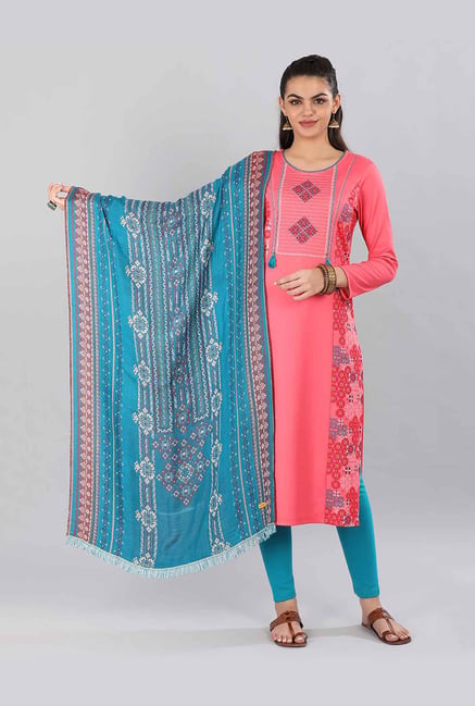 Aurelia Blue Printed Dupatta