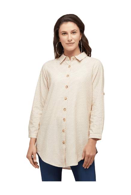 109 F Beige Printed Shirt