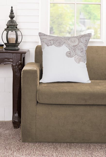 Maspar Curve Emb Neutral 100% Cotton Cushion Cover-picture-30