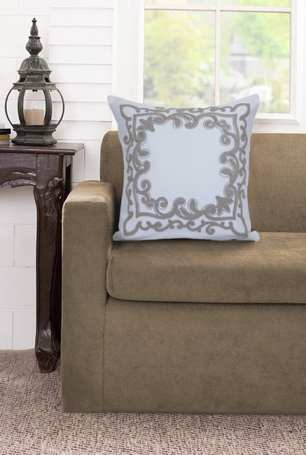 Maspar Tendril Emb White 100% Cotton Cushion Cover-picture-32